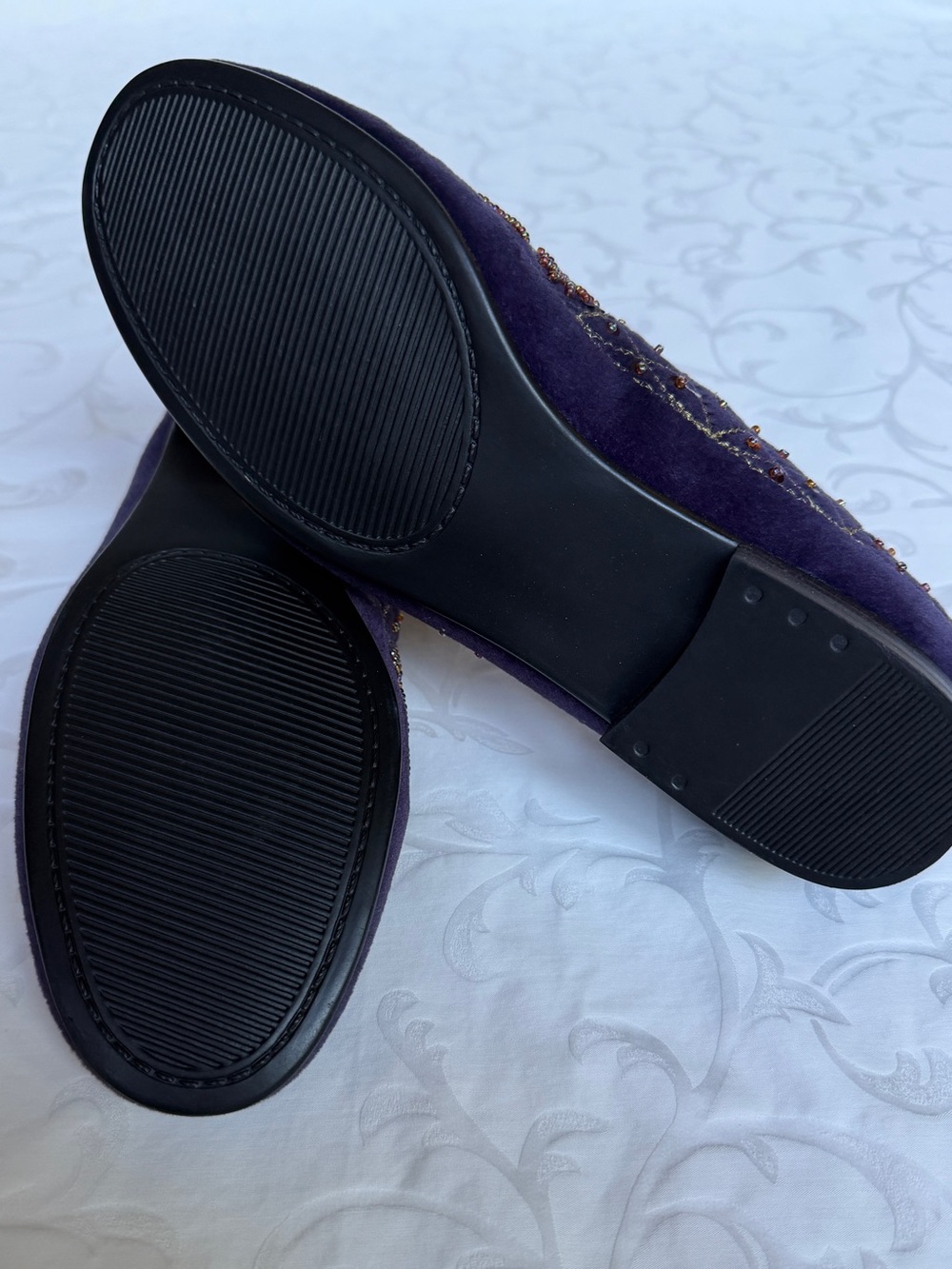 Women’s Purple Velvet Beaded Flats Coldwater Creek Sz 8.5 - Picture 7 of 11